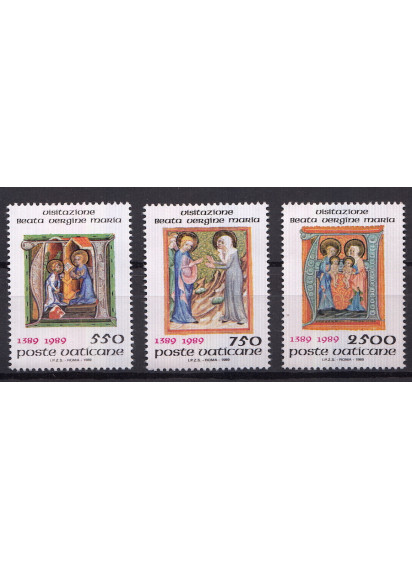 1989 Vaticano 600th Anniversario Della Visitazione 3 Valori Sassone 853-5
